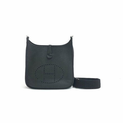 Hermès 黑銀 Evelyne 29 W刻 肩背包