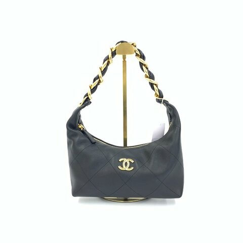 Chanel 黑金 25K hobo 牛皮 晶片25年10月 肩背包