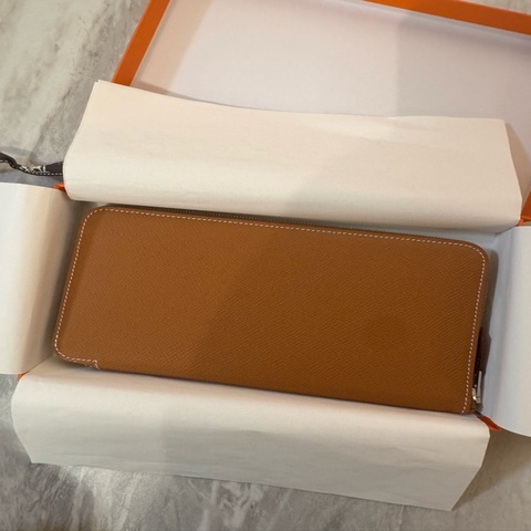 Hermes 愛馬仕 Silk'In Classique絲巾長夾 金棕色