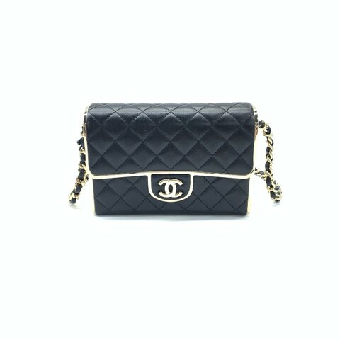 Chanel 22A 黑金 羊皮 限量手工坊 晚宴 晶片 肩背包