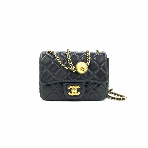 Chanel 黑色 21B 方胖子 金球 羊皮 晶片21年9月21日廣州 肩背包