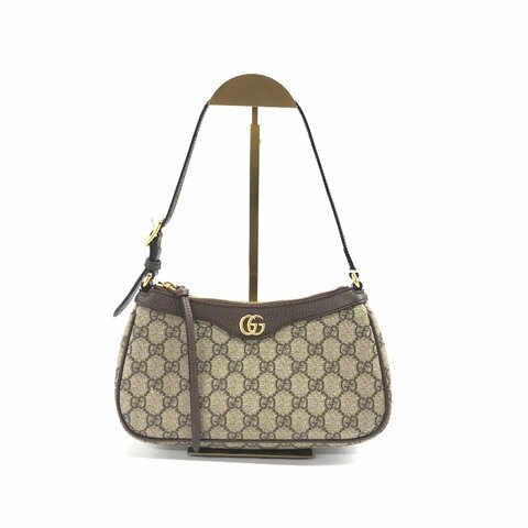 Gucci Ophidia 麻將 腋下包 烏木色拼棕色 老花 肩背包