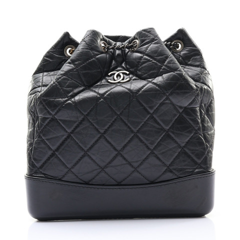 CHANEL 香奈兒 Gabrielle 鍊帶後背包 黑色 牛皮 無卡 A94485