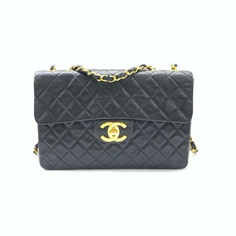 Chanel 黑金 貝嫂 雙C 34 3開 肩背包