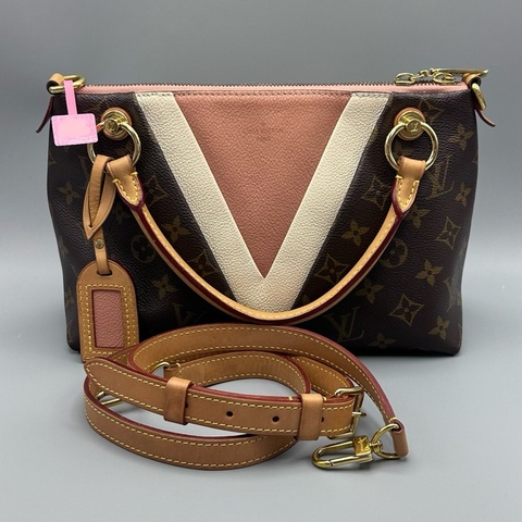 路易威登/Louis Vuitton 老花V紋拼皮手提斜挎包