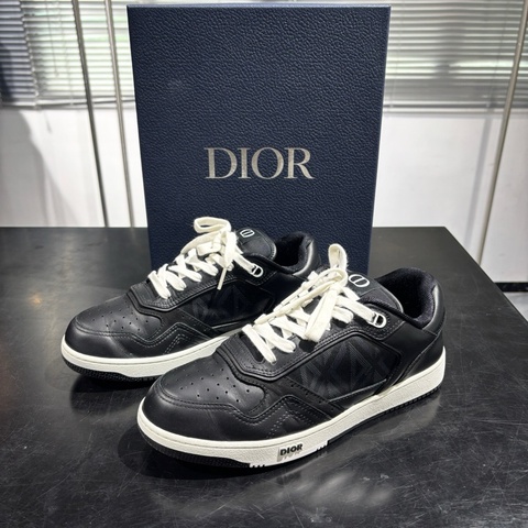 Dior迪奧 B27 低幫 字母印花logo 皮革 圓頭系帶 時尚板鞋 運動鞋
