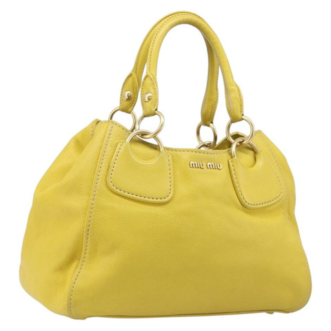 Miu Miu 手提包 皮革 黃色 金色 正品 am12779V