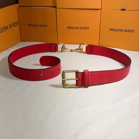 ‼️驚喜入手 超級好看 Gucci 古馳 腰帶 皮帶 橘紅馬蹄扣 雙G 85/34 總長約100cm