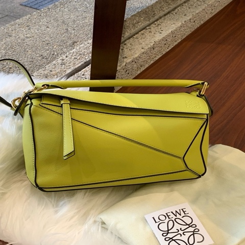 LOEWE羅意威 Puzzle 幾何包拼圖包手提斜挎單肩包 小號 女款 檸檬黃