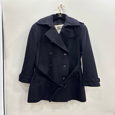 Burberry/巴寶莉 黑色羊毛大衣 UK10碼