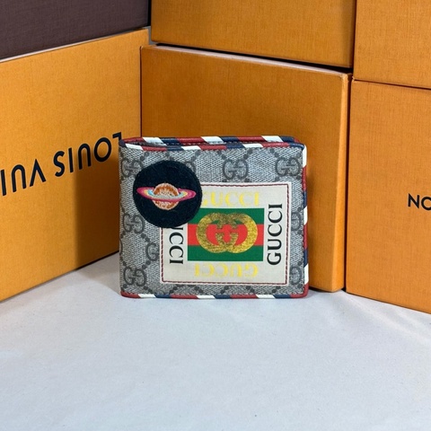 ‼️甜價出清 驚喜入手 Gucci 古馳 老花復古做舊 UFO 對開8卡 短夾 錢包