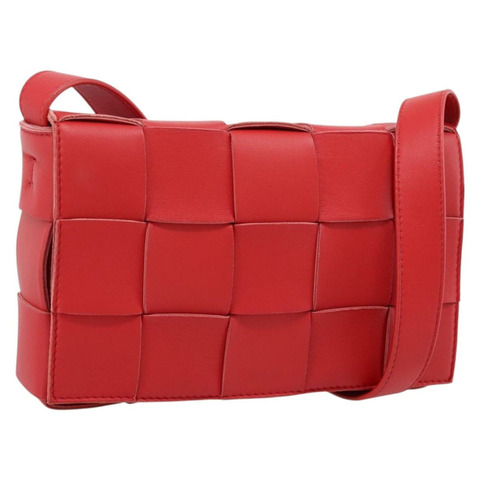 Bottega Veneta MAXI INTRECCIATO 卡式肩背包皮革紅色正品 LN047V