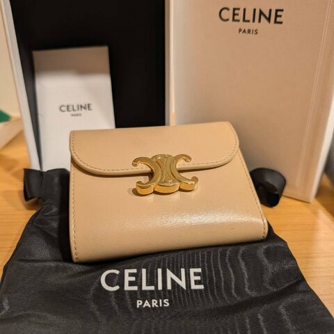 CELINE 凱旋門短夾 奶茶色