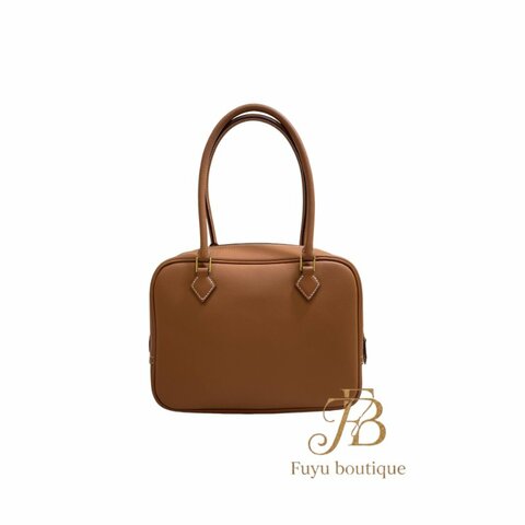 【H0044】HERMES 金棕色SWIFT 牛皮 Plume 金釦迷你手提包