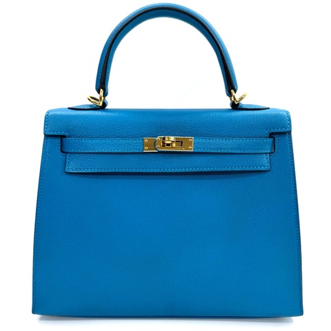 HERMES kelly 凱莉25 藍色 C刻