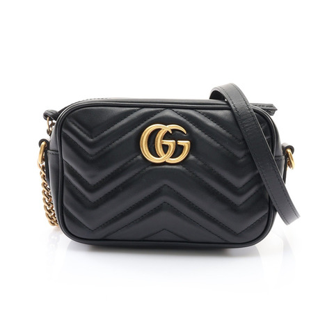 GUCCI 古馳 GG Marmont 肩背包 黑色 牛皮 448065