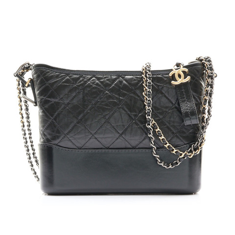 CHANEL 香奈兒 Medium Gabrielle Hobo 鍊帶肩背包 黑色 牛皮 金扣 AS1521