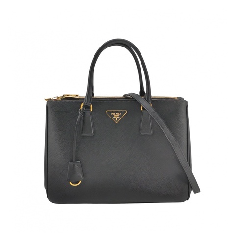 Prada 普拉達 Galleria殺手包大號黑色牛皮三角徽標斜挎包單肩包