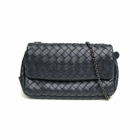 BOTTEGA VENETA 黑色羊皮革鎢鋼扣單肩包肩背包