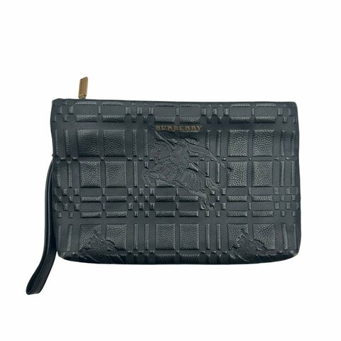【美收精品】BURBERRY 黑色皮革手拿包 D-163【隔月月中將轉賣至日本 上架期限30天】