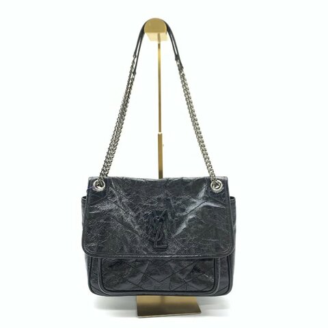 Saint Laurent YSL 黑色 niki v紋 油蠟皮 中號 肩背包