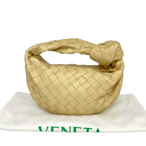 △ Bottega Veneta 寶緹嘉 Beige Lambskin Intrecciato Mini Jodie Handbag 米色小羊皮手挽袋-267020016