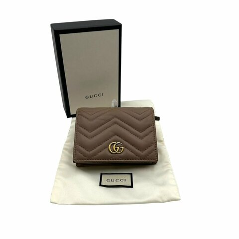 【美收精品】Gucci 粉色GG Marmont 絎縫紋皮革短夾  D-174【隔月月中將轉賣至日本 上架期限30天】
