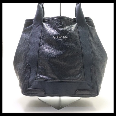 Balenciga navy cabas 皮革托特包海軍藍 S