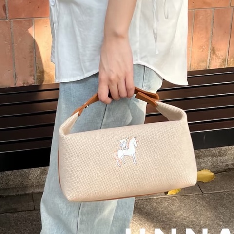 🐎Hermes愛馬仕｜Bride-a-Brac Cabriole刺繡小馬 Hobo飯盒包 藍色｜大號｜閒置新