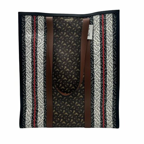 【美收精品】Burberry 印花條紋帆布托特包  D-175【隔月月中將轉賣至日本 上架期限30天】