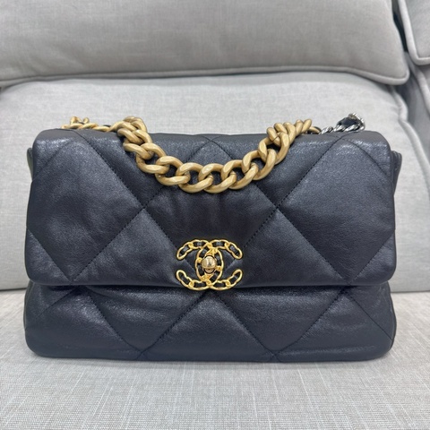 JK國際二手精品✨Chanel 19bag中號 黑金