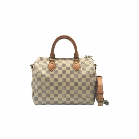 Louis Vuitton LV 白棋盤格 speedy 25 15年 肩背包