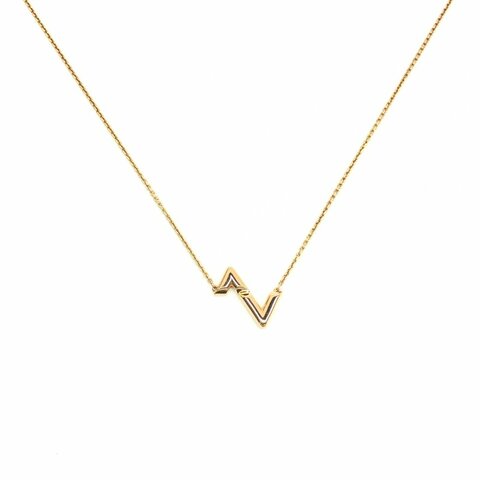 Louis Vuitton VOLT18K玫瑰金logo字母項鏈 鏈長43釐米