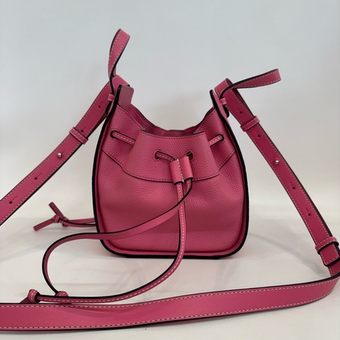 Loewe/羅意威粉色牛皮mini吊床手提單肩斜挎包