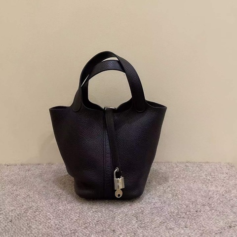 Hermes Picotin愛馬仕p18水桶/菜籃子 葡萄紫銀扣 tc T刻