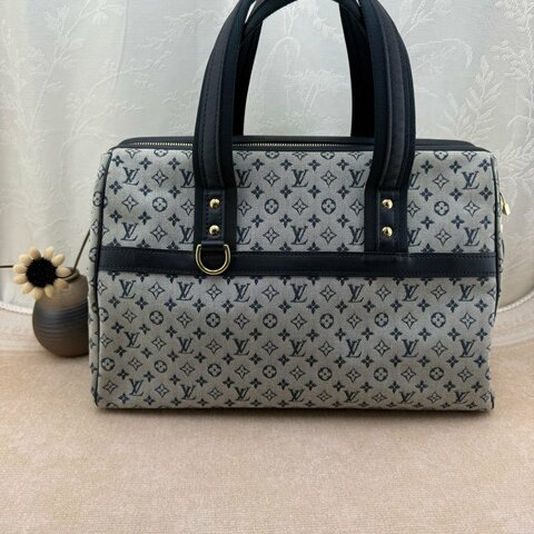 Louis Vuitton LV Monogram Mini 藍色老花紋手提波士頓包
