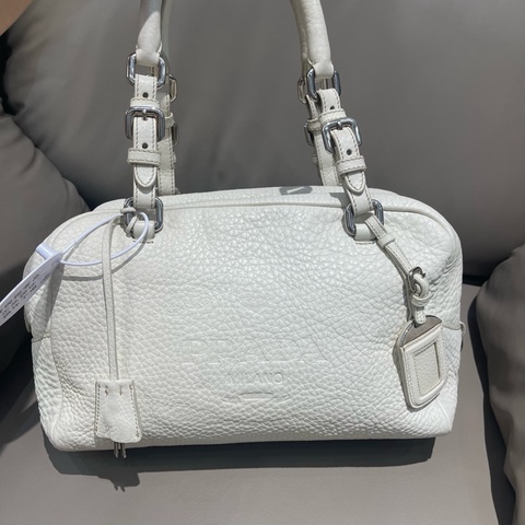 prada 普拉達白色波士頓手提包