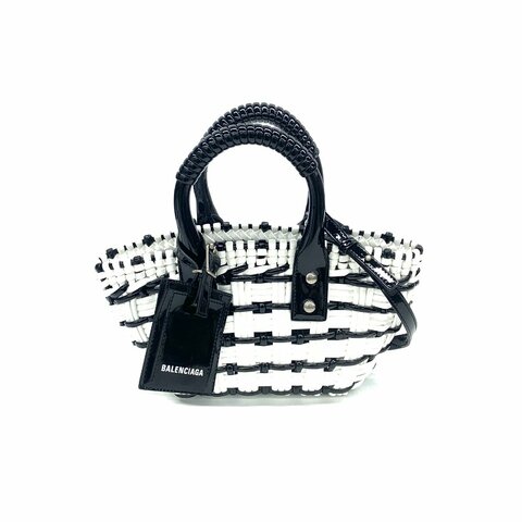 Balenciaga 黑白 bistro 菜籃子 肩背包