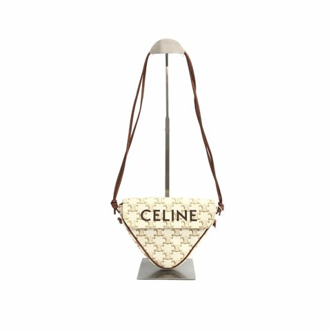 Celine 白色 老花 三角形 手拿 肩背包