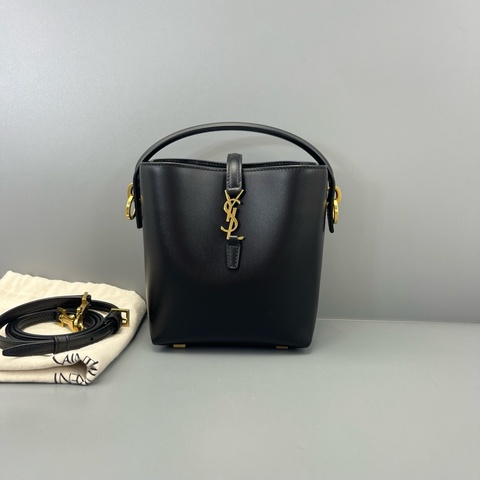 YSL聖羅蘭LE37 mini黑金水桶包 13*15*9cm