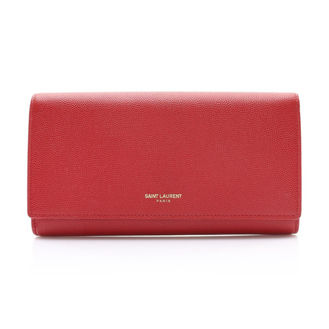 Saint Laurent 聖羅蘭 釦式長夾 紅色 牛皮 315861