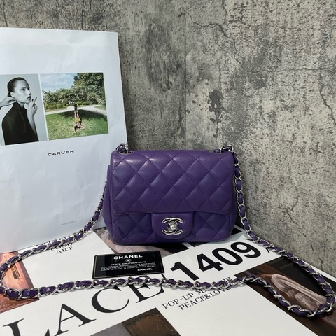 Chanel 香奈兒 方胖子 紫色羊皮 銀色五金 溫柔高級感拿捏 復古女孩本命包