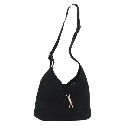 GUCCI 全新 Jackie 單肩包，黑色金色皮革，貨號 277520，正品 BA15959V