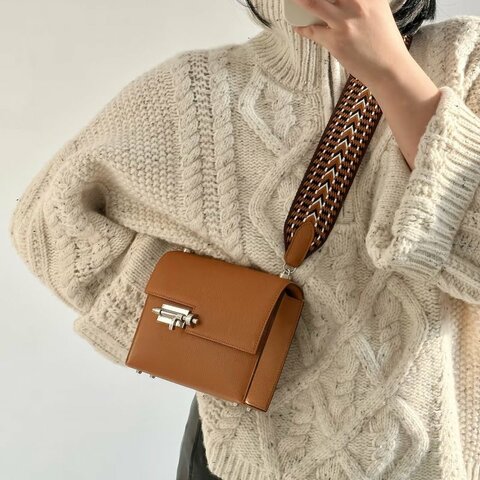 Hermes verrou手槍包mini焦糖色銀扣肩背斜背包 山羊皮 17×13×4cm 98新配件塵袋