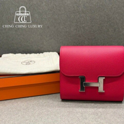 🌈Hermes♥️Constance Wallet短銀包♥️極致粉銀扣♥️全新閑置🌈Epsom皮🌟原膜在🌟有盒♥️Constancewallet🌟constance🌟愛馬仕🌟