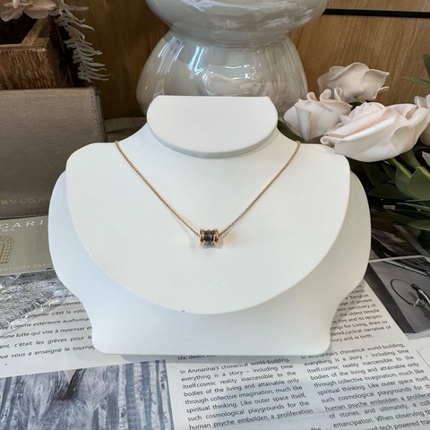 BVLGARI/寶格麗 18K玫瑰金拼棕彈簧項鍊mini款