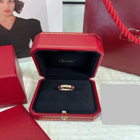 卡地亞/Cartier  窄版Love戒指 18K玫瑰金戒指 49#
