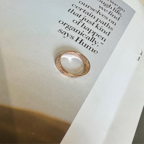 卡地亞/CARTIER 窄版LOVE戒指 18k玫瑰金戒指 50#