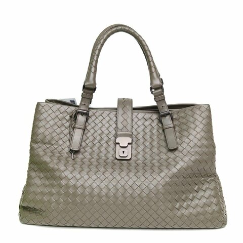 BOTTEGA VENETA ROMA羅馬包中號灰色牛皮革鎢鋼扣肩背包