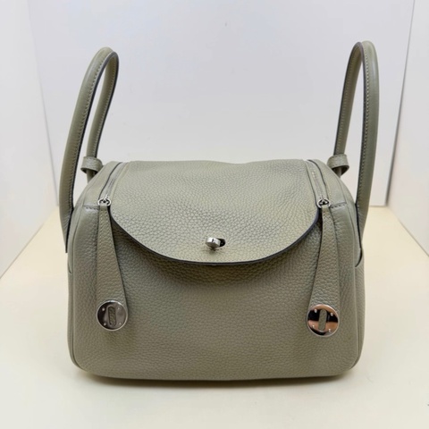 愛馬仕 Hermes Lindy 26 包型堅挺 T刻 鼠尾草灰銀扣 Lindy 26 TC皮